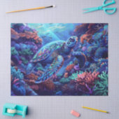 Prismatic Sea Turtle and Coral Decoupage Tissuepapier (Craft)