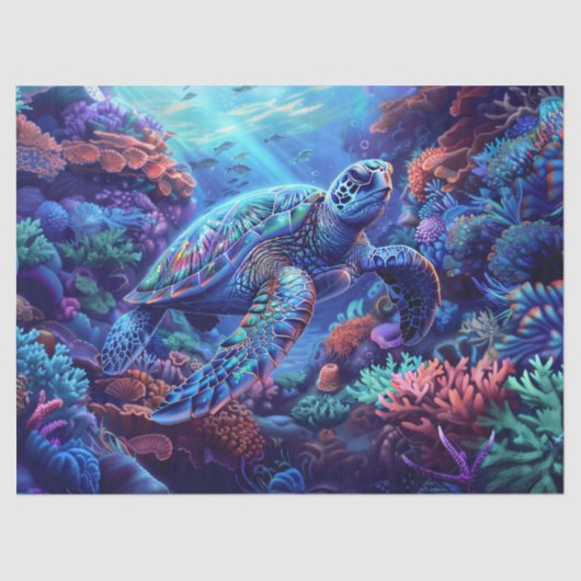 Prismatic Sea Turtle and Coral Decoupage Tissuepapier (Voorkant)