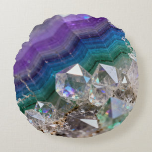 Prismatisch Kwarts Fusie Levendig Kristal Design Rond Kussen