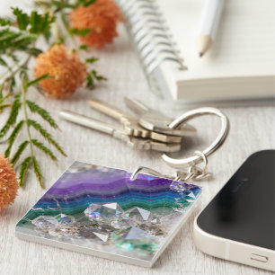 Prismatisch Kwarts Fusie Levendig Kristal Design Sleutelhanger