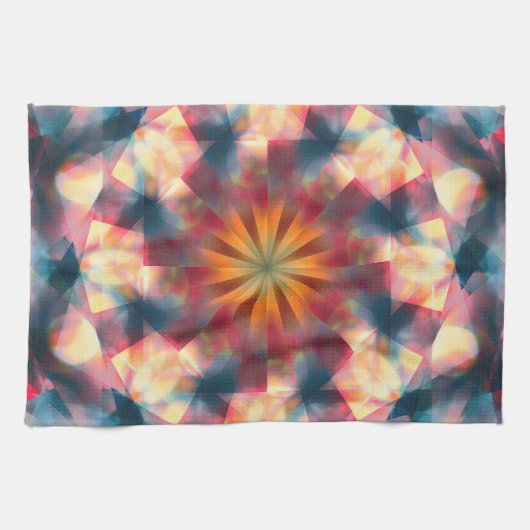 Prismatische caleidoscopische psychedelische manda theedoek (Horizontaal)