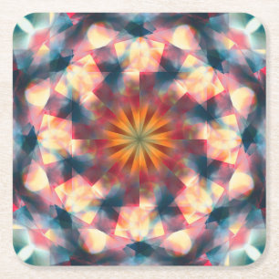 Prismatische caleidoscopische psychedelische manda vierkante kartonnen onderzetter