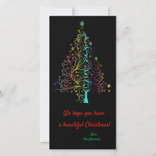 Prismatische regenboog kerstboom feestdagenkaart