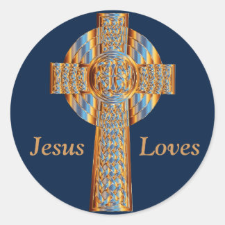 prismatische regenboogkruisstickers ronde sticker