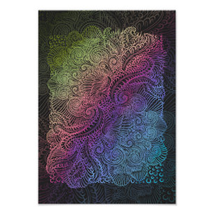 prismatische werveling   Rainbow Fractal Feather A Foto Afdruk