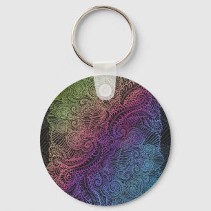 prismatische werveling Rainbow Fractal Feather A Sleutelhanger
