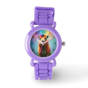 Prismhorn: De Regenboog Capybaraicorn Horloge