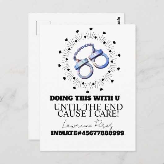 Prison Cards Long Distance Doing Time Cuffs Briefkaart (Voorkant / Achterkant)