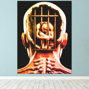 Prison de l'Esprit – Art Mural Conceptuel Surréal