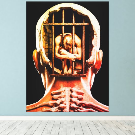 Prison de l'Esprit – Art Mural Conceptuel Surréal (Insitu (Plancher de Bois))