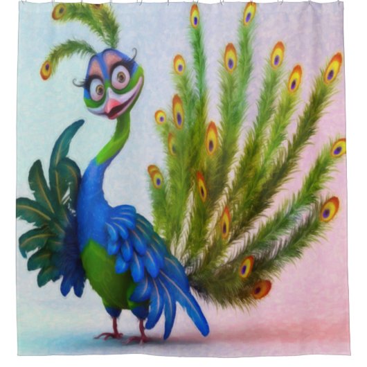 Prissy Peacock Shower Curtain Douchegordijn (Voorkant)