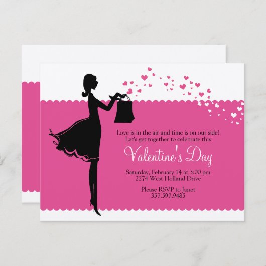 Prissy Valentine Invitations (Devant / Derrière)