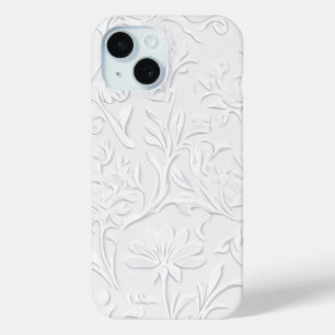 Pristine Witte Bloemen Embossed Telefoonhoes