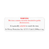 Privacy Protection Act sticker, white label (Voorkant)