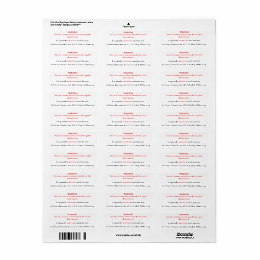 Privacy Protection Act sticker, white label (Full Sheet)