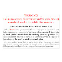 Privacy Protection Act sticker, white rectangle