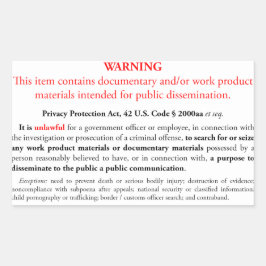 Privacy Protection Act sticker, white rectangle Rechthoekige Sticker