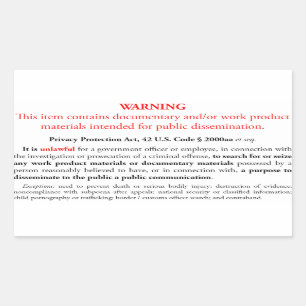 Privacy Protection Act sticker, witte rechthoek Rechthoekige Sticker