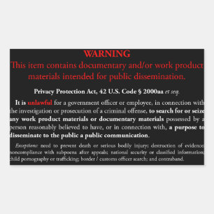Privacy Protection Act sticker, zwarte rechthoek Rechthoekige Sticker