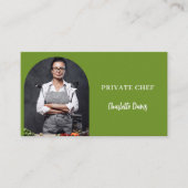 Private chef basilicum groene foto boog QR code Visitekaartje (Voorkant)