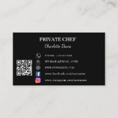Private chef black white photo catering QR code Visitekaartje (Achterkant)