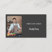 Private chef houtskool grijs foto catering QR code Visitekaartje (Voorkant)