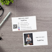 Private chef wit zwart foto catering QR code Visitekaartje