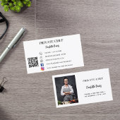 Private chef wit zwart foto catering QR code Visitekaartje
