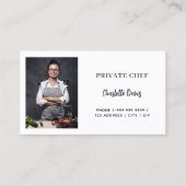Private chef wit zwart foto catering QR code Visitekaartje (Voorkant)