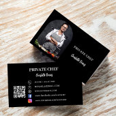Private chef zwart wit foto boog QR code Visitekaartje