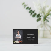 Private chef zwart wit foto fine dining QR code Visitekaartje (Staand voorkant)