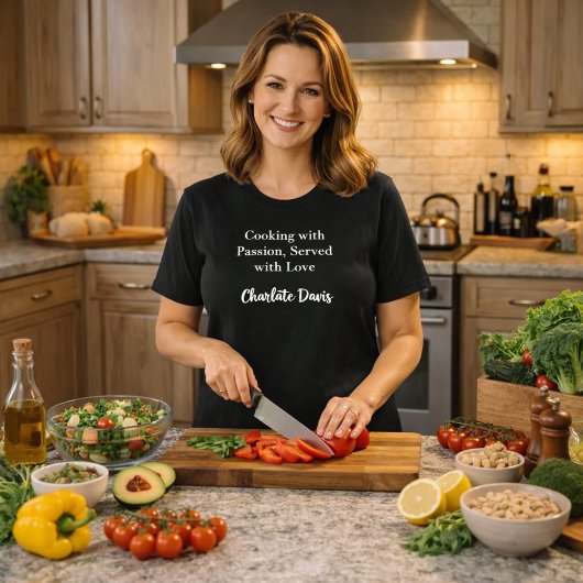 Private chef zwart wit script slogan t-shirt