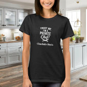 Private chef zwart wit script slogan t-shirt