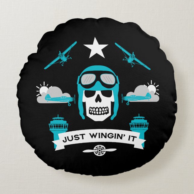 Private en commerciële piloot gift rond kussen (Voorkant)