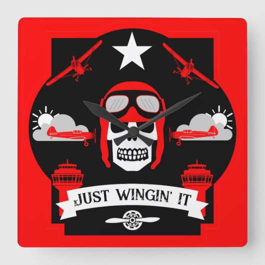 Private en commerciële piloot gift vierkante klok (Voorkant)