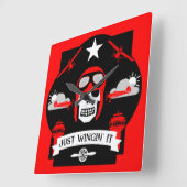 Private en commerciële piloot gift vierkante klok (Hoek)