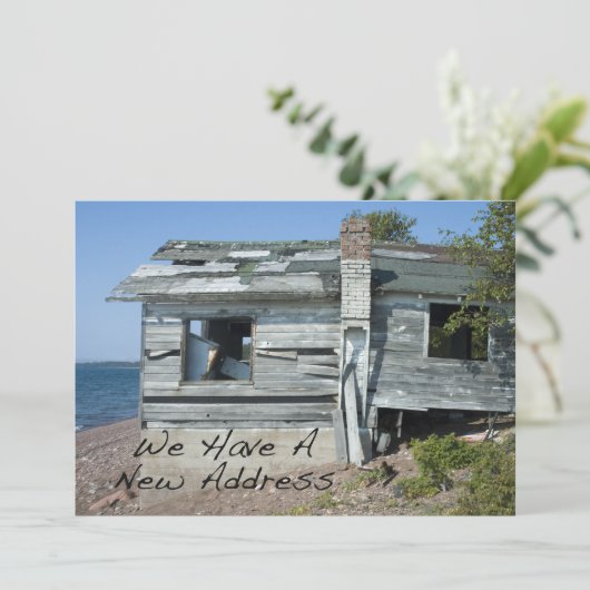 Private Funny Change of Address Kaart: Seaside Hom Aankondiging (Staand voorkant)