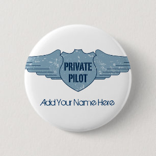 Private Pilot Blue Wings Ronde Button 5,7 Cm