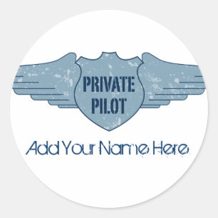 Private Pilot Blue Wings Ronde Sticker