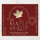 Private Reserve Maple Syrup Red Gold Maple Leaf Likeurfles Etiket (Enkel label)