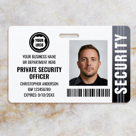 Private Security Guard Officer ID Foto Logo Gray Badge
