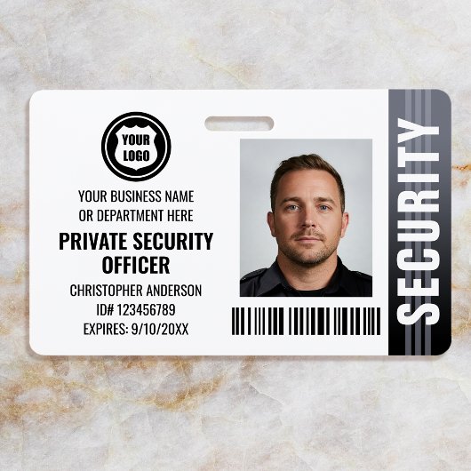 Private Security Guard Officer ID Foto Logo Gray Badge
