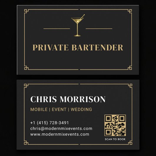Privé Barman QR Code Professioneel Visitekaartje