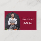 Privé chef-kok bordeaux foto boog QR code Visitekaartje (Voorkant)