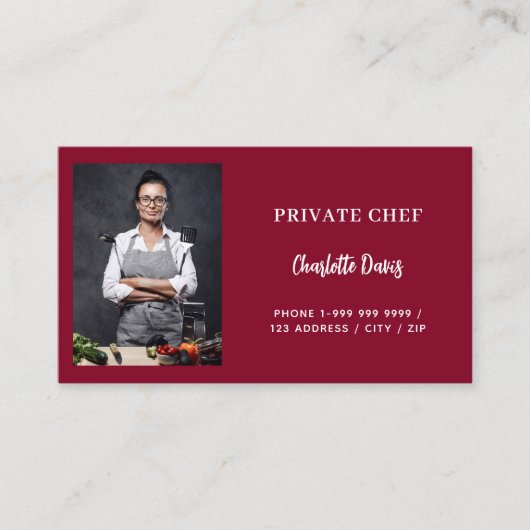 Privé chef-kok bordeaux foto catering QR code Visitekaartje (Voorkant)