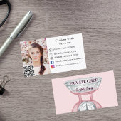 Privé chef roze weegschaal vrouw foto QR code Visitekaartje