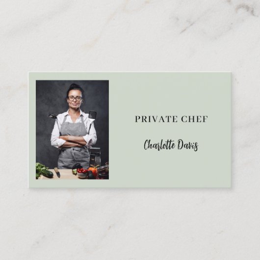 Privé chef salie groene foto catering QR code Visitekaartje (Voorkant)
