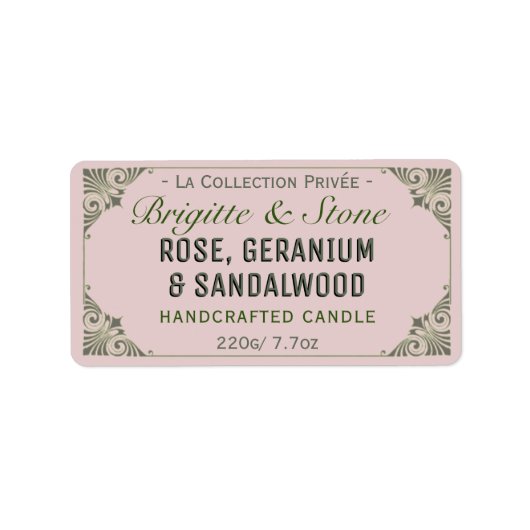 Privé Collectie handgemaakt Viridescent Kaars Etiket (Voorkant)