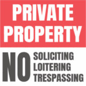 Privé eigendom Geen aanvraag Sticker (Voorkant)