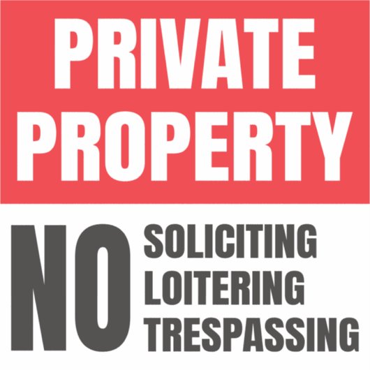 Privé eigendom Geen aanvraag Sticker (Voorkant)